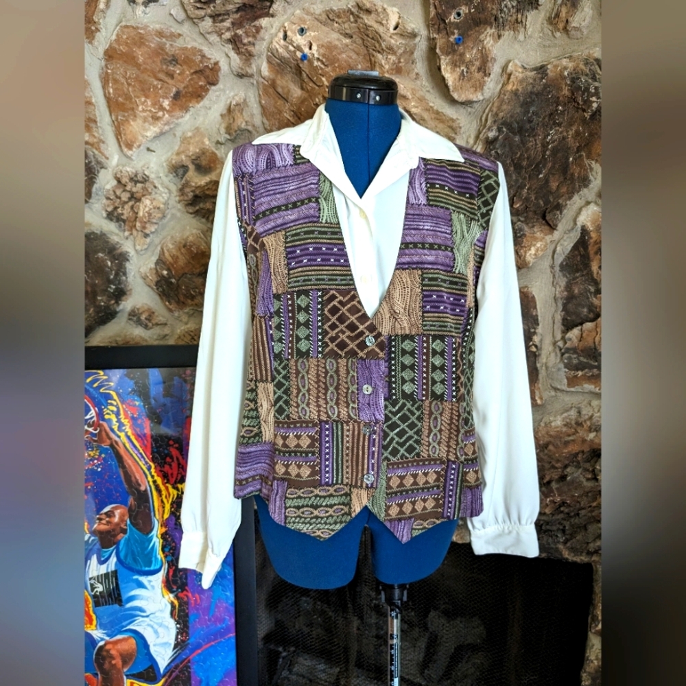 Vintage Button Up and Faux Vest Top
